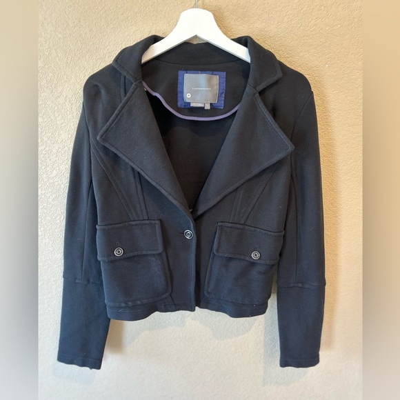 Anthropologie Sylvia Black Blazer with Button Front and Zip Sleeves Size S - Picture 5 of 11